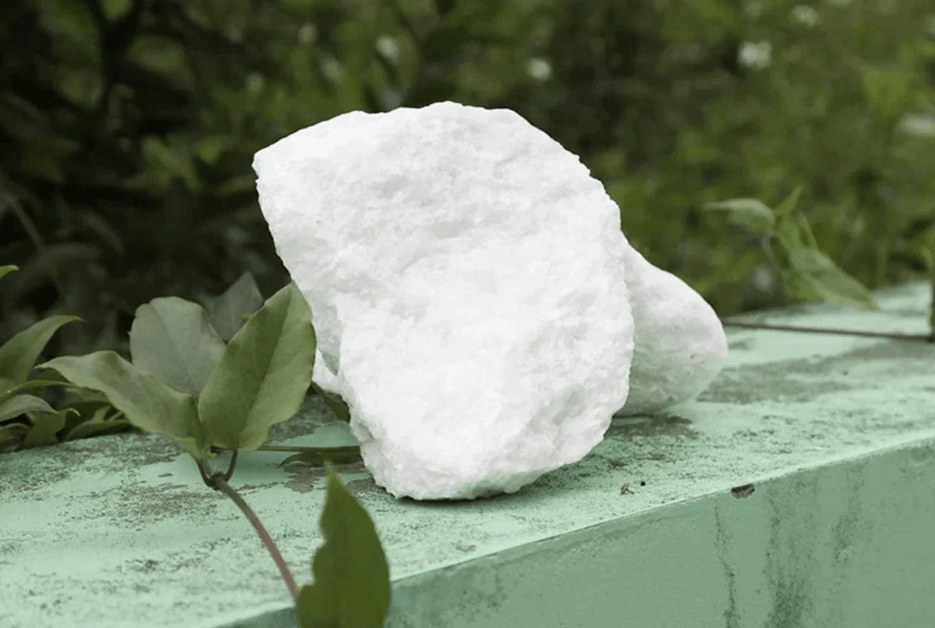 A photo of a pure, white calcite stone used to make stone paper.